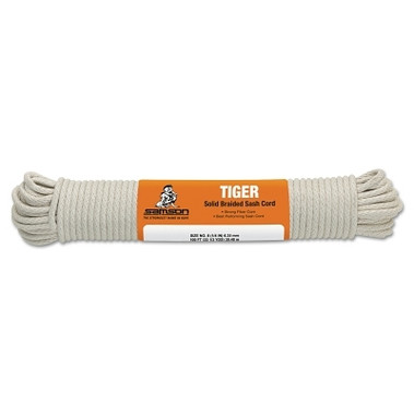 Samson Rope Cotton Core Sash Cord, 600 lb Capacity, 100 ft, 3/8 in dia, Cotton, White (1 EA / EA)