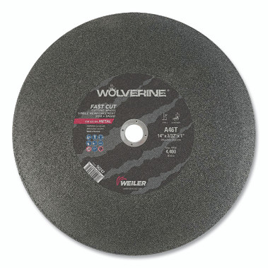Weiler Wolverine AO Type 1 Chop Saw Large Cutting Wheel, 14 in dia x 3/32 in, 1 in Arbor Hole, A46T (10 EA / BX)