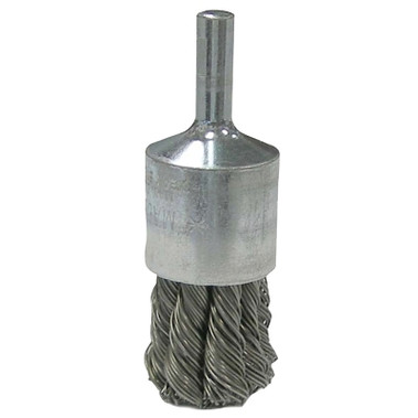 Weiler Vortec Pro Stem Mtd Knot Wire End Brushes, Carbon, 3/4 in Dia, .02, Wire (10 EA / CT)