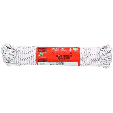 Samson Rope Interlocked Sash Cords, 2,400 lb Cap., 100 ft, Cotton, White (1 EA / EA)