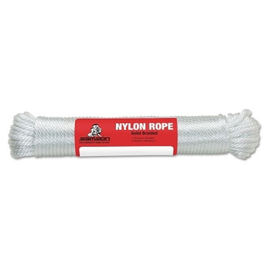 Samson Rope General Purpose 12-Strand Cord, 1,400 lb Capacity, 100 ft, Solid Braid Nylon, White (1 EA / EA)