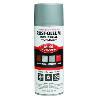 Rust-Oleum Industrial Choice 1600 System Enamel Aerosols, 12 oz, Dull Aluminum, High-Gloss (6 CN / CA)