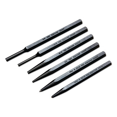 Mayhew Tools 6 Pc Punch Kits, Round, Pointed, English, Pouch (1 KIT / KIT)