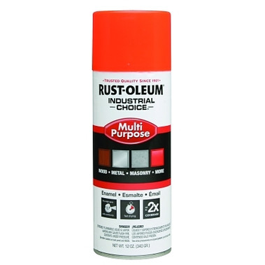 Rust-Oleum Industrial Choice 1600 System Enamel Aerosols,12oz, Fluorescent Orange, Hi-Gloss (6 CAN / CS)