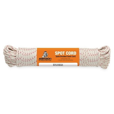 Samson Rope Nylon Core Sash Cord, 825 lb Capacity, 100 ft, Cotton, White (1 EA / EA)