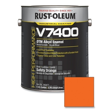 Rust-Oleum High Performance V7400 System DTM Alkyd Enamel, 1 Gal, Safety Orange, High-Gloss (2 GA / CA)