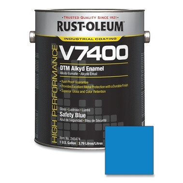Rust-Oleum High Performance V7400 System DTM Alkyd Enamel, 1 Gal, Safety Blue, High-Gloss (2 CN / CA)