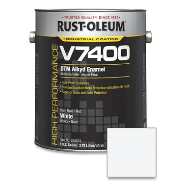 Rust-Oleum High Performance V7400 System DTM Alkyd Enamel, 1 Gal, Flat White, Flat (2 CN / CA)