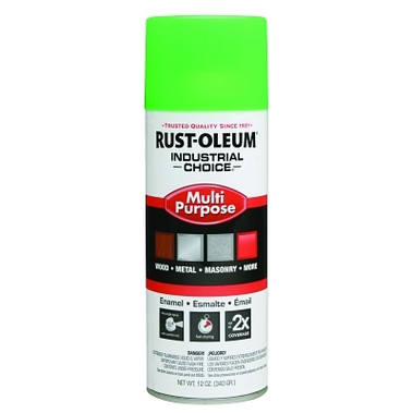 Rust-Oleum Industrial Choice 1600 System Enamel Aerosols, 12oz, Fluorescent Green, Hi-Gloss (6 CAN / CS)