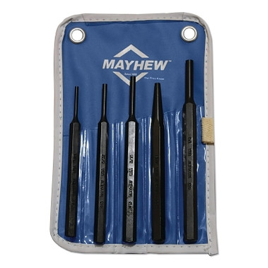 Mayhew Tools 5 Pc Punch Kits, Round, English, Solid Punch, Pin Punches, Pouch (1 KIT / KIT)