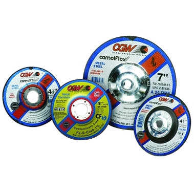 CGW Abrasives Depressed Center Wheel, 7 in Dia, 1/8 in Thick, Hardness Grade R, 24 Grit (10 EA / BOX)