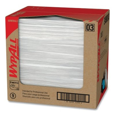 Wypall X60 Cloth Wiper, White, 12.5 in W x 16.8 in L, Flat Sheet, 150 Sheets/Box (1 CA / CA)