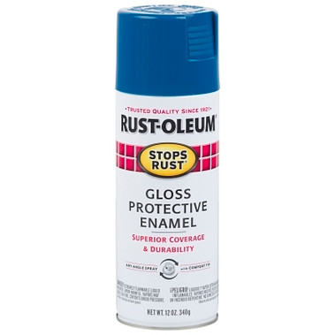 Rust-Oleum Stops Rust Protective Enamel Spray Paint, 12 oz, Aerosol Can, Royal Blue, Gloss Finish (6 CN / CA)