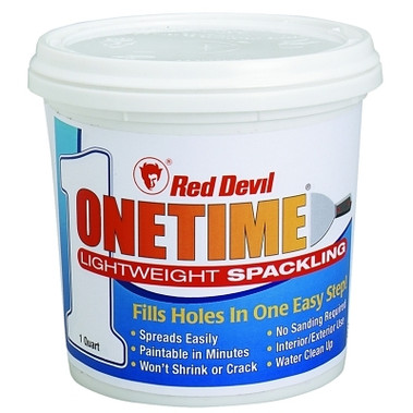 Red Devil ONETIME Lightweight Spackling, 1 Quart Tub, Bright White (6 TUB / CS)