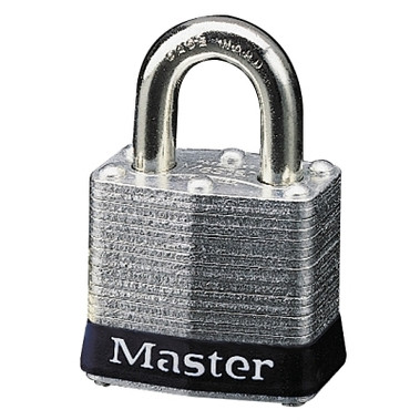 Master Lock No. 3 Laminated Steel Padlock, 9/32 in dia, 5/8 in W x 3/4 in H Shackle, Silver/Blue, Universal Pin, Varies (72 EA / MCS)