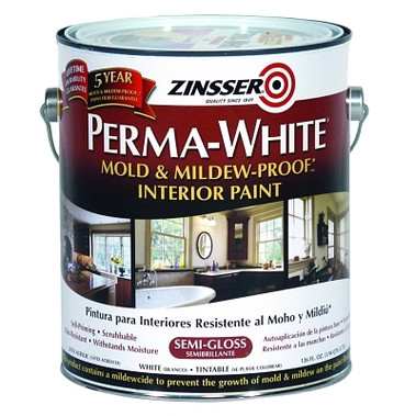 Zinsser Perma-White Mold and Mildew Proof Interior Paints, 1 Gal Can, White, Semi-Gloss (2 EA / CA)