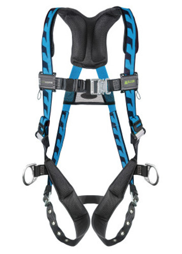 Honeywell Miller AirCore Full-Body Harness, Steel Side/Stand-Up Back D-Rings, S/M, Quick-Connect/Tongue Straps, Blue (1 EA)