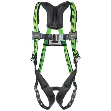 Honeywell Miller AirCore Full-Body Harness, Steel Stand-Up Back D-Ring, Universal, Quick-Connect/Tongue Straps, Green (1 EA / EA)