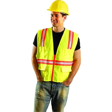 OccuNomix Non-ANSI Contractor Style Solid Vests, 4X-L, Hi-Viz Orange; Yellow Contrast Trim (1 EA / EA)