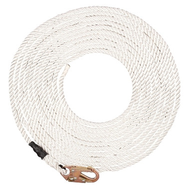 MSA Synthetic Rope Lifelines, 50 ft Snap Hook, 310 lb, 36C Snaphook (1 EA / EA)