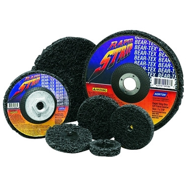 Norton Bear-Tex Rapid Strip Discs, Silicon Carbide, 4 in Dia., Type 3, Extra Coarse (10 EA / PKG)