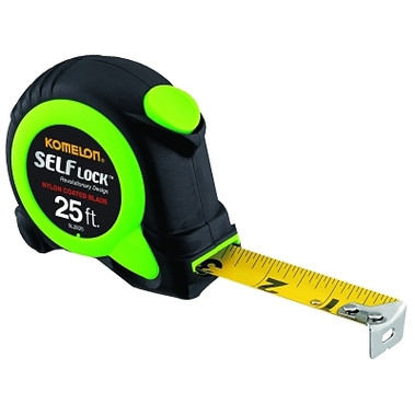 Komelon USA Self Lock Measuring Tape, 1 in x 25 ft, Green/Black (1 EA / EA)