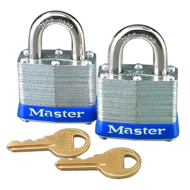 Master Lock No. 3 2-Pack Laminated Steel Pin Tumbler Padlocks, 9/32" Dia., 3/4" L X 5/8" W (1 EA / CD)