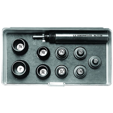 C.S. Osborne Punch Sets, Self-Centering Punch Set, English, 9 Punches 1/4 in - 1 in, Case (1 SET / SET)