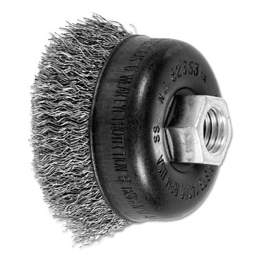 Pferd Mini Crimped Cup Brush, 2 3/4 in Dia., 5/8-11 Arbor, .014 Stainless Steel Wire (1 EA / EA)