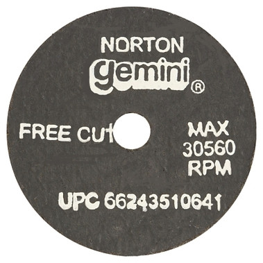 Norton Gemini Type 1 Reinforced Cut-Off Wheel, 2-1/2 in dia, 1/16 in Thick, 3/8 in Arbor, 36 Grit, Aluminum Oxide (25 EA / CT)