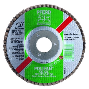 Pferd Type 27 POLIFAN SG Flap Discs, 7", 80 Grit, 5/8 Arbor, 8,600 rpm, Aluminum Oxide (10 EA / BOX)