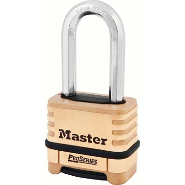 Master Lock ProSeriesÃ‚Â Resettable Combination Padlock, 3/8 in dia x 15/16 in W x 2-1/16 in H Shackle, Brass, Boxed (4 EA / PK)