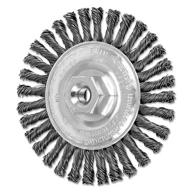 Advance Brush Stringer Bead Twist Knot Wheel, 4 D x 3/16 W, .02 Carbon Steel, 1/2 in-13 Arbor (10 EA / BX)