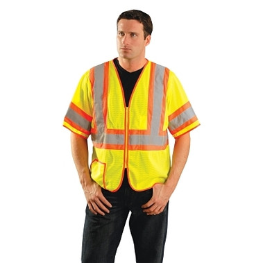 OccuNomix Class 3 Mesh Vests with Silver Reflective Tape, Large, Hi-Viz Yellow (1 EA / EA)