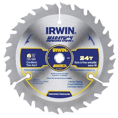 Irwin Marathon Cordless Circular Saw Blades, 6 1/2 in, 24 Teeth (5 EA / CT)