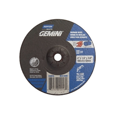 Norton Grinding Wheels, Aluminum Oxide, 4 in Dia, 3/8 in Arbor, 24 Grit (25 EA / BX)