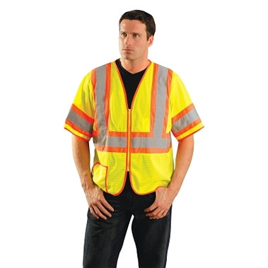 OccuNomix Class 3 Mesh Vests with Silver Reflective Tape, X-Large, Hi-Viz Yellow (50 EA / CA)