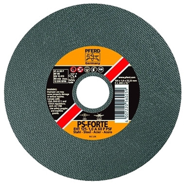 Pferd F Thin Cut-Off Wheel, 4 1/2 in Dia, .045 in Thick, 46 Grit Alum. Oxide (25 EA / BX)