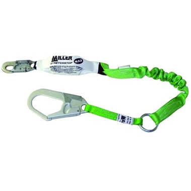 Honeywell Miller StretchStop Shock Absorbing Lanyard, 6 ft, Metal Ring, 2 Locking Rebar, 2 Legs (1 EA / EA)