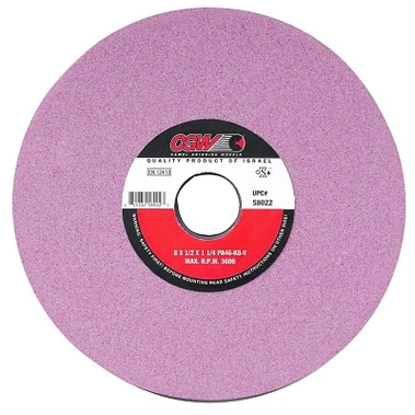 CGW Abrasives Pink Surface Grinding Wheels,, 7 X 1/2, 1 1/4" Arbor, 46, K (10 EA / BX)