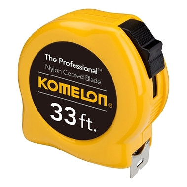 Komelon USA Professional Series Power Tape, 1 in W x 33 ft L, SAE, Nylon Coated Yellow Blade, Hi-Viz Orange/Black Case (1 EA / EA)
