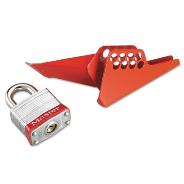 Master Lock Handle-On Ball Valve Lockouts, 1/4-1 in Valve, Red (1 EA / EA)