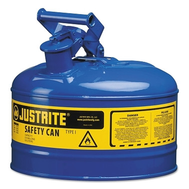 Justrite Type I Steel Safety Can, Kerosene, 2.5 gal, Blue (1 EA / EA)