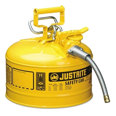 Justrite Type II AccuFlow Safety Cans, Flammables, 2 1/2 gal, Yellow (1 EA / EA)