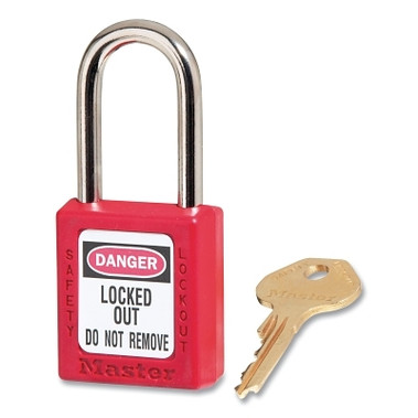 Master Lock Zenex Thermoplastic Safety Lockout Padlock, 410, 1-1/2 W x 1-3/4 H Body, 1-1/2 in H Shackle, KD, Red (6 EA / BOX)