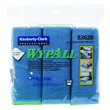 Kimberly-Clark Professional WypAll Microfiber Cloths, 15.75 in x 15.75 in, Blue, 6 EA/BG (4 BG / CA)
