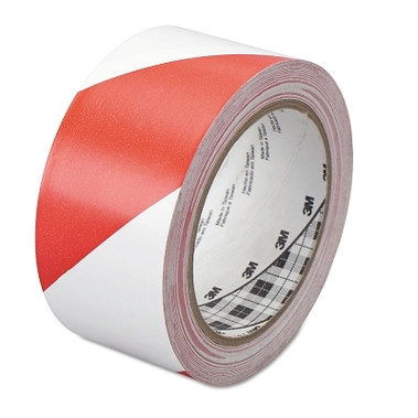 3M Industrial Hazard Marking Vinyl Tape, 2 in x 36 yd, Red/White (1 RL / RL)