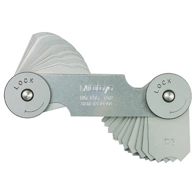 Mitutoyo Series 186 Radius Gage Set, 16 Pairs of Leaves, 17/64 in to 1/2 in by 64ths (1 SET / SET)