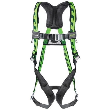 Honeywell Miller AirCore Full-Body Harness, Steel Side/Back D-Rings, 2X/3X, Quick-Connect Straps, Green (1 EA / EA)