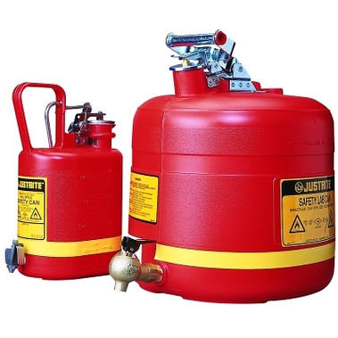 Justrite Nonmetallic Safety Cans for Laboratories, Hazardous Liquid Storage, 1 gal, Red (1 CN / CN)